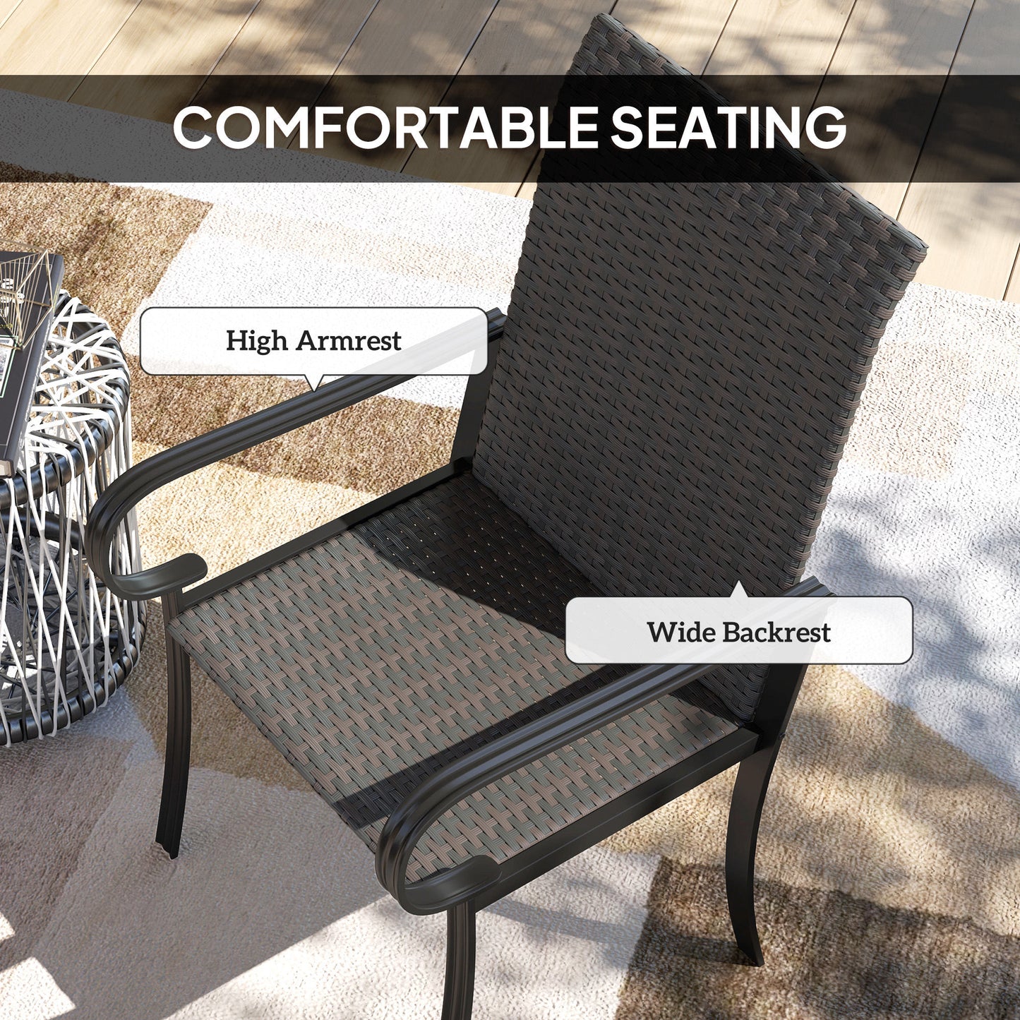 Rattan Outdoor Dining Chairs Set for Garden and Patio Relaxation