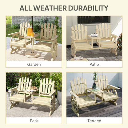 Rustic Wood Garden Bench with Table for Patio Seating and Storage