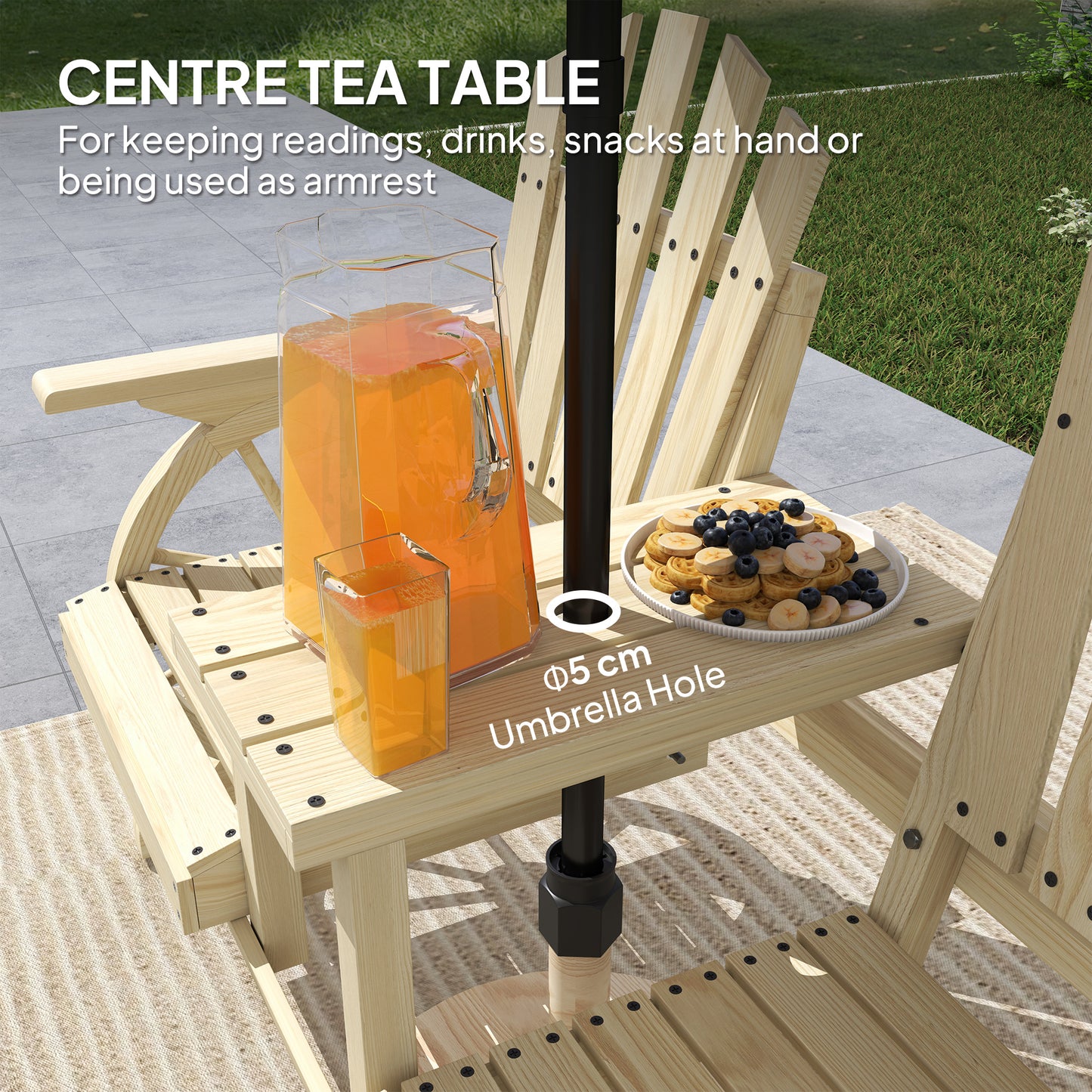 Rustic Wood Garden Bench with Table for Patio Seating and Storage