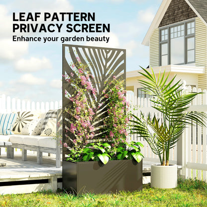 Outsunny Metal Planter Box with Trellis - Weather-Resistant Privacy Planter