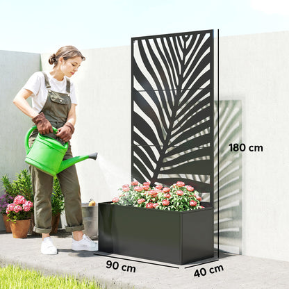 Outsunny Metal Planter Box with Trellis - Weather-Resistant Privacy Planter