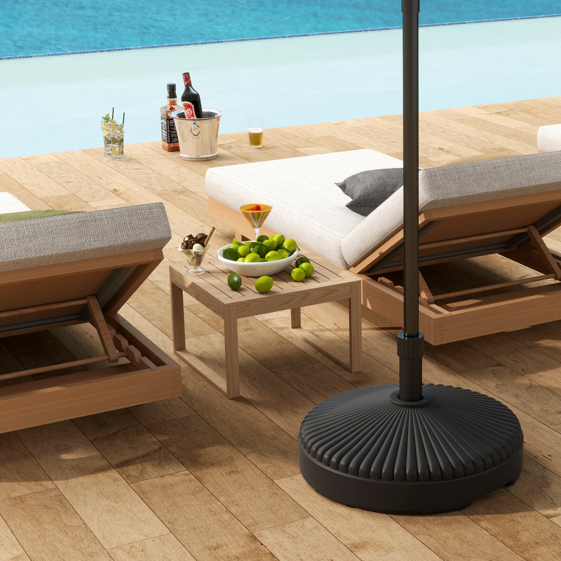 Black Patio Umbrella Base - Heavy Duty Sand or Water Filled