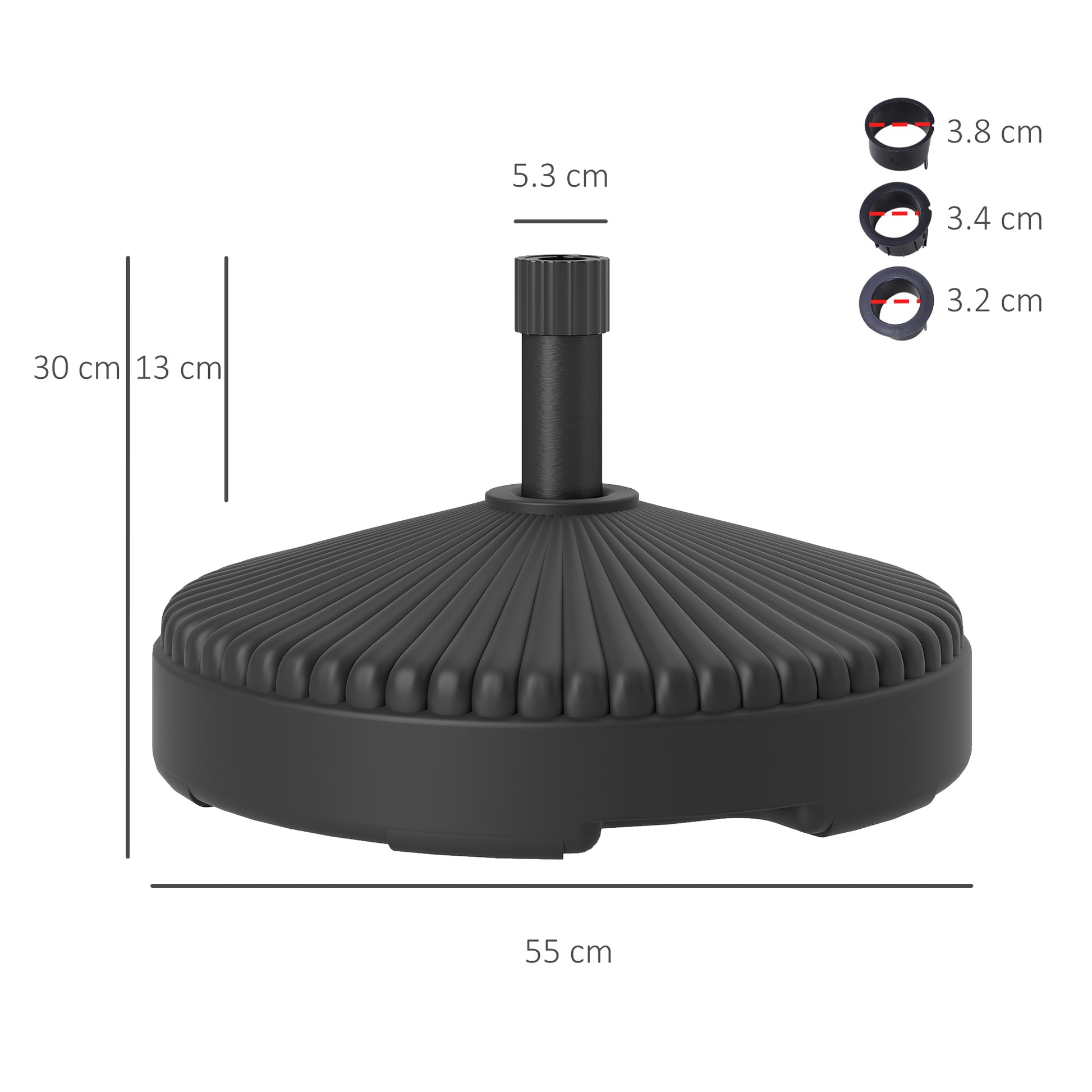 Black Patio Umbrella Base - Heavy Duty Sand or Water Filled