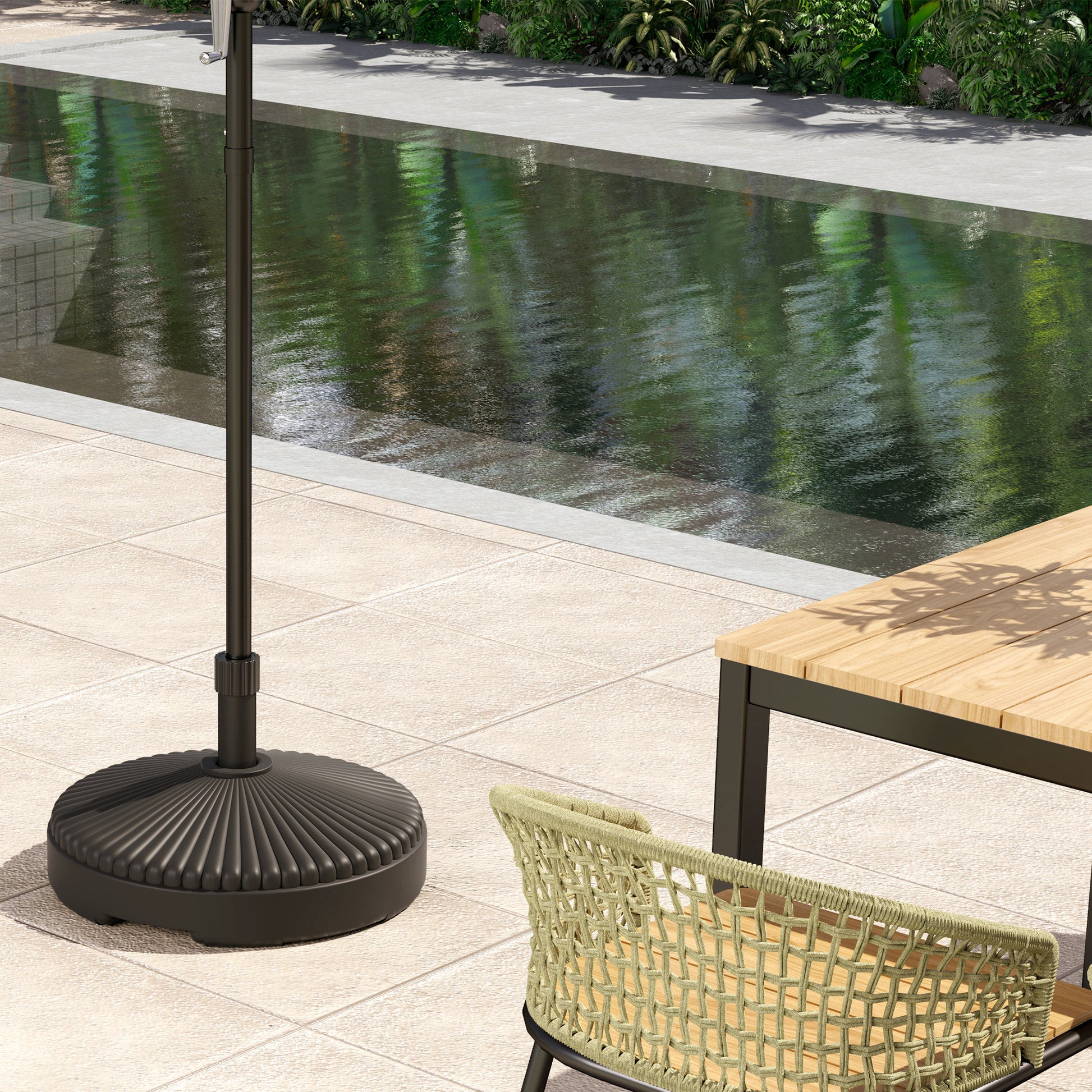 Black Patio Umbrella Base - Heavy Duty Sand or Water Filled