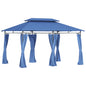 Outsunny 10' x 13' Patio Gazebo, Double Roof Outdoor Gazebo with Curtains and Metal Frame for Garden, Lawn, Backyard and Deck, Dark Blue