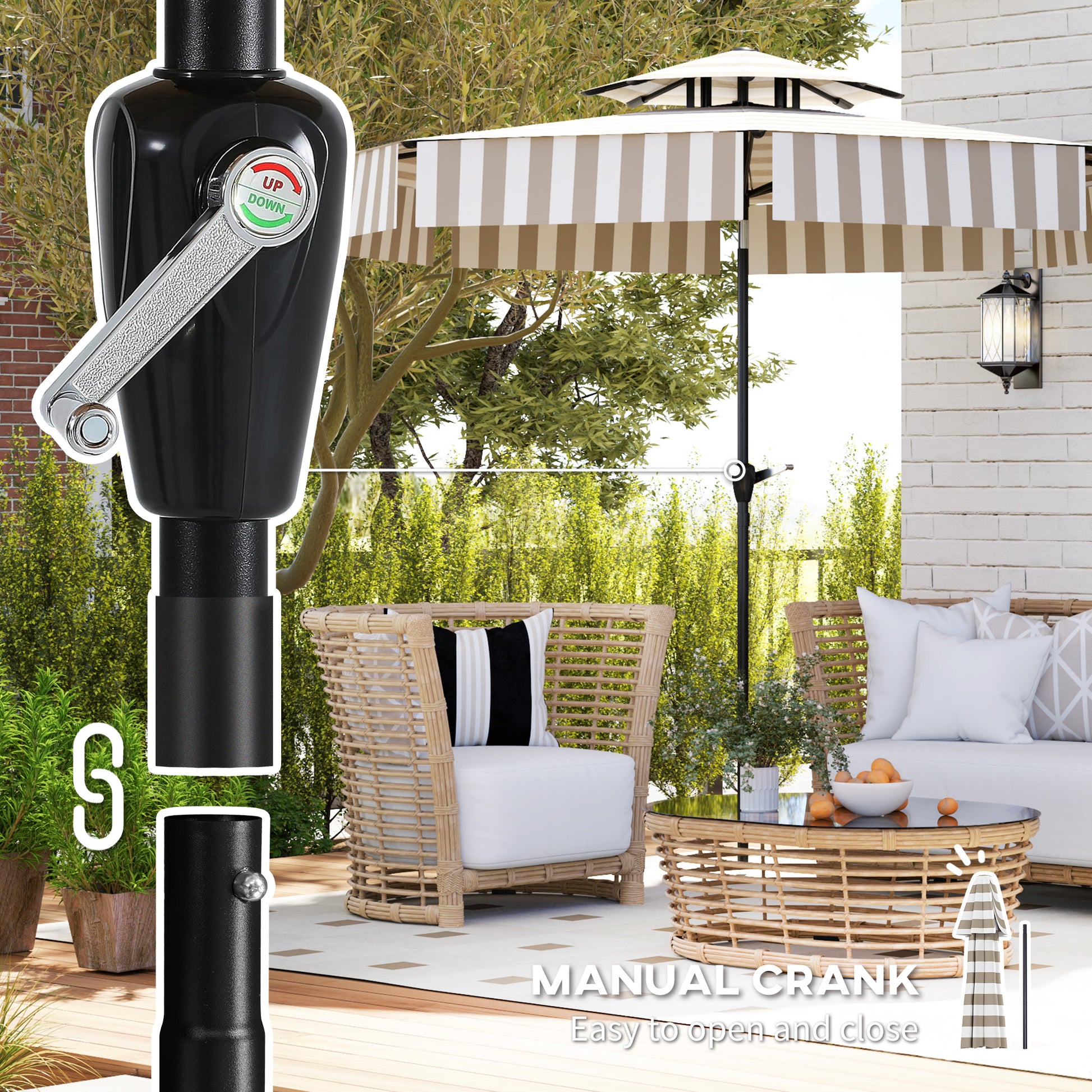 8.6ft Light Grey Patio Umbrella - UPF 30+ Shade