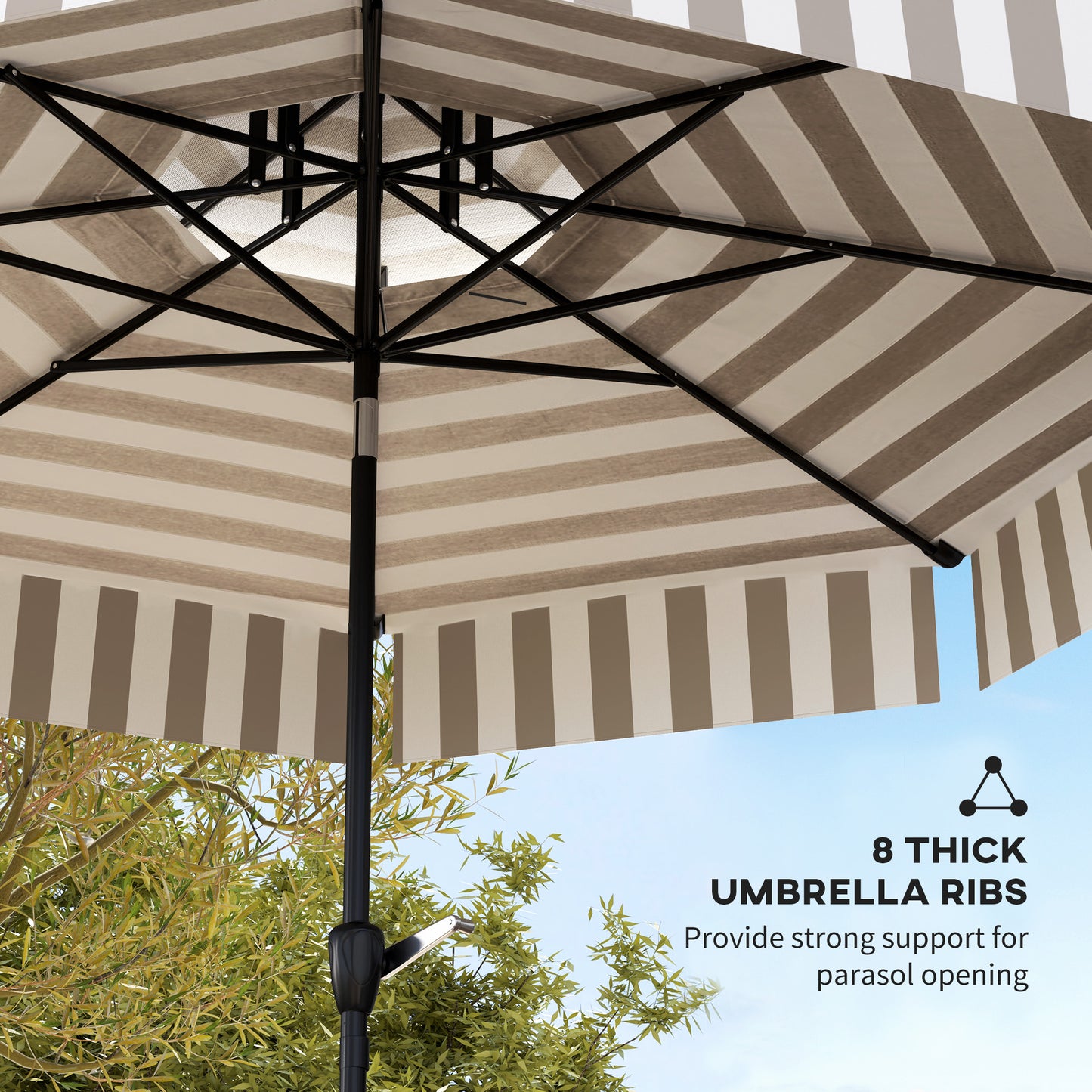 8.6ft Light Grey Patio Umbrella - UPF 30+ Shade