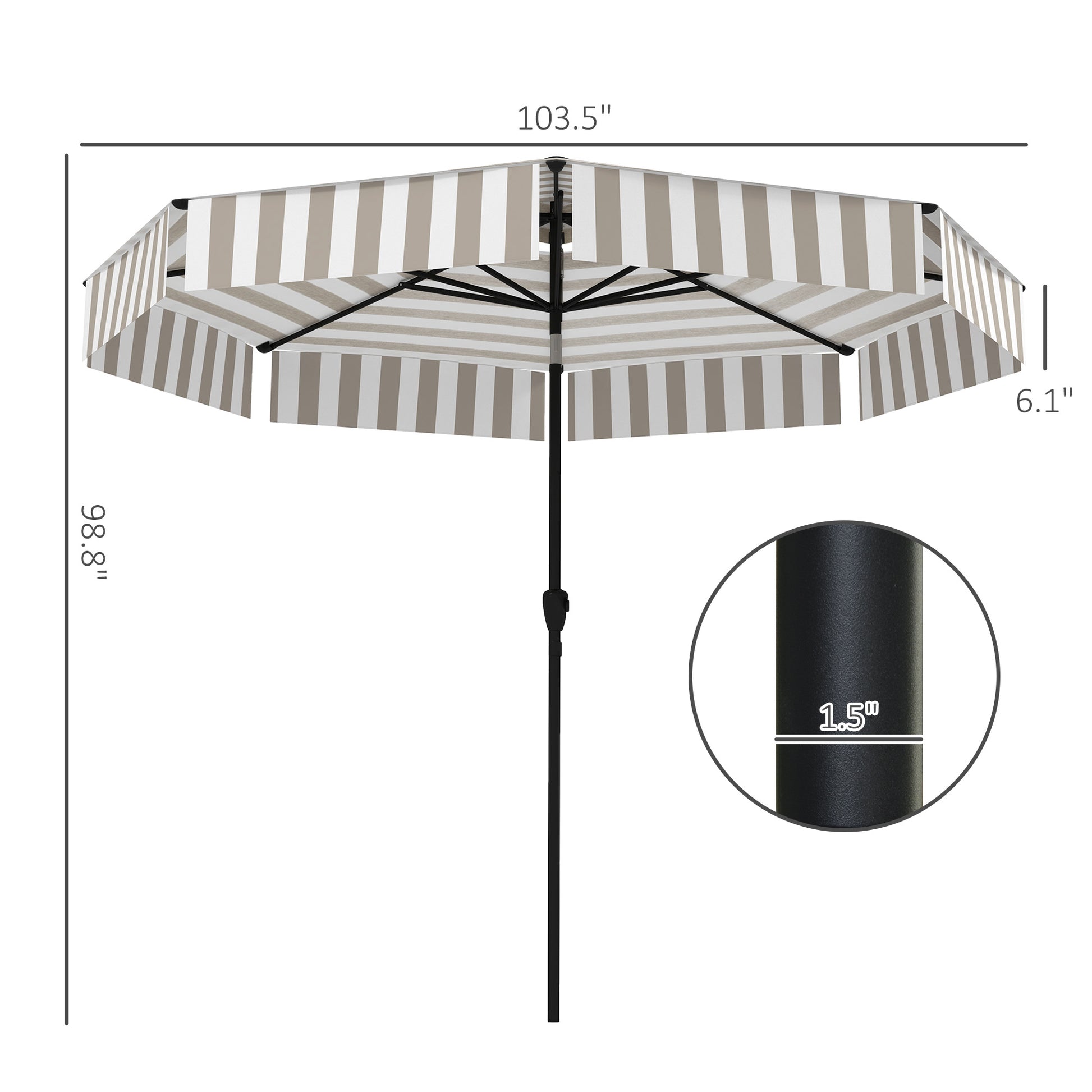 8.6ft Light Grey Patio Umbrella - UPF 30+ Shade