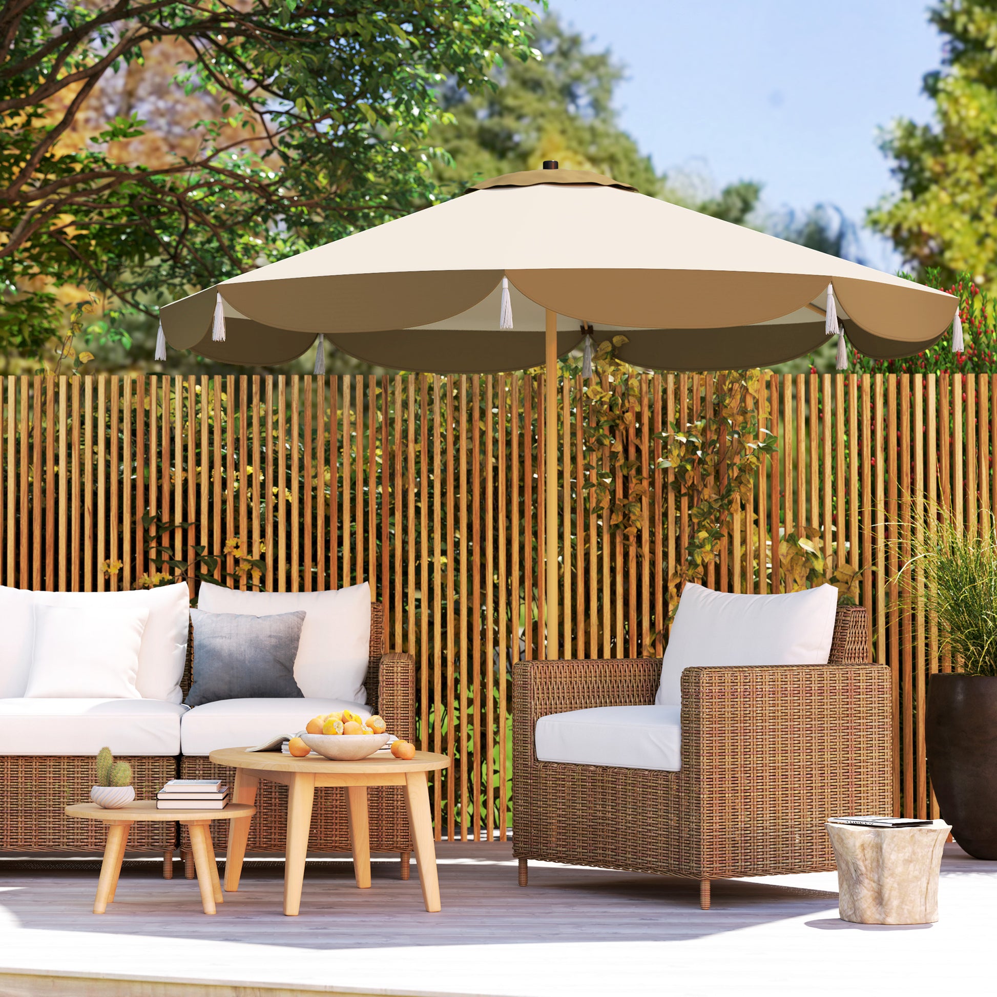 8.7ft White Patio Umbrella - UPF 50+ Shade for Deck & Backyard