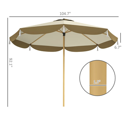 8.7ft White Patio Umbrella - UPF 50+ Shade for Deck & Backyard