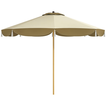 Outsunny 9FT Patio Umbrella, UPF 50+ Outdoor Market Umbrella with 8 Ribs, Vented Outdoor Table Umbrella for Deck, Backyard and Lawn, Cream White