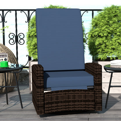 Blue Rattan Outdoor Swivel Recliner - Patio Furniture