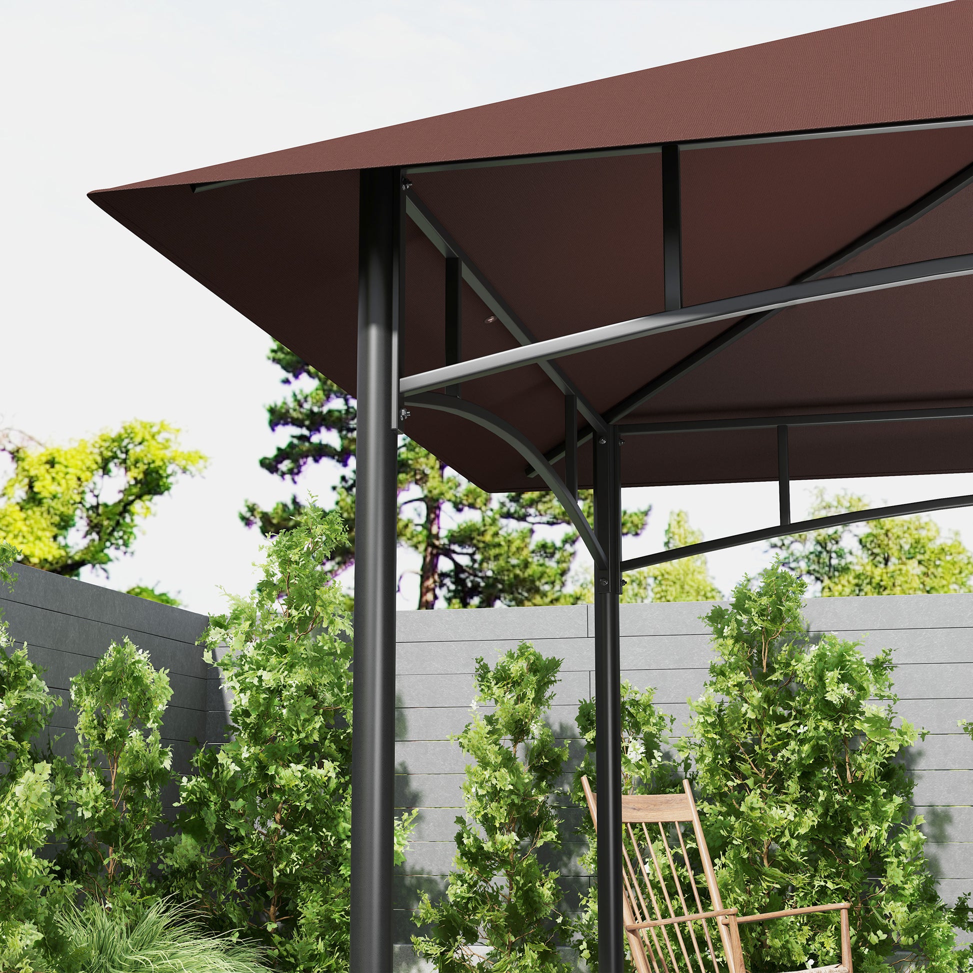 8x5 Foot Brown Metal Grill Gazebo - Outdoor BBQ Shelter
