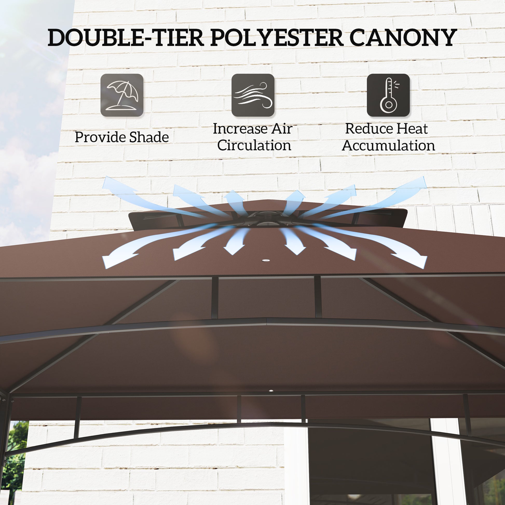8x5 Foot Brown Metal Grill Gazebo - Outdoor BBQ Shelter