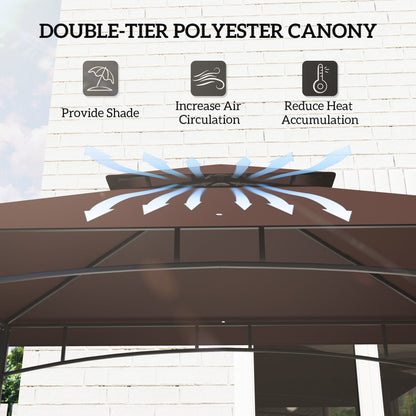 8x5 Foot Brown Metal Grill Gazebo - Outdoor BBQ Shelter
