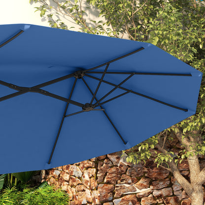 Blue Double Patio Umbrella for Poolside & Garden Shade with Tilt