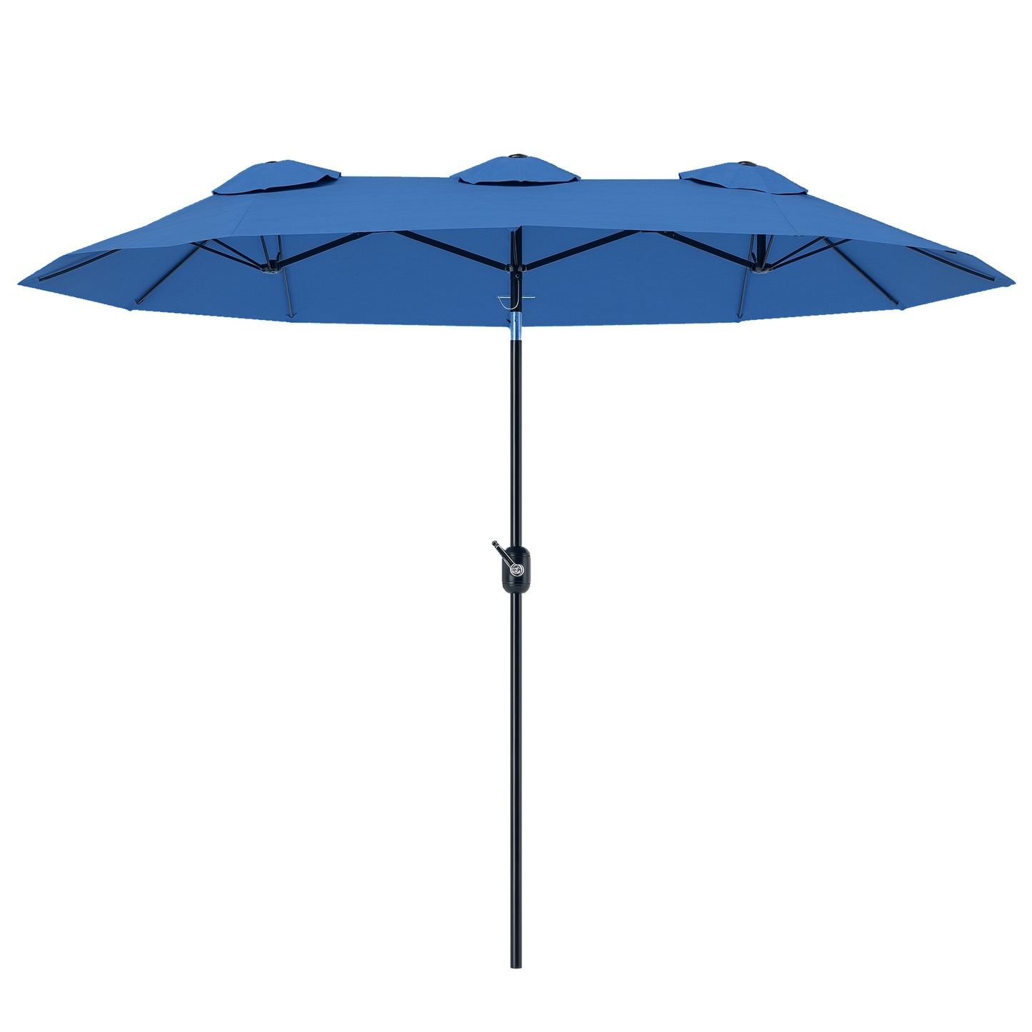Outsunny 9.5' Double-sided Patio Umbrella with 3 Air Vents, Tilt and Crank, Outdoor Umbrella, Navy Blue