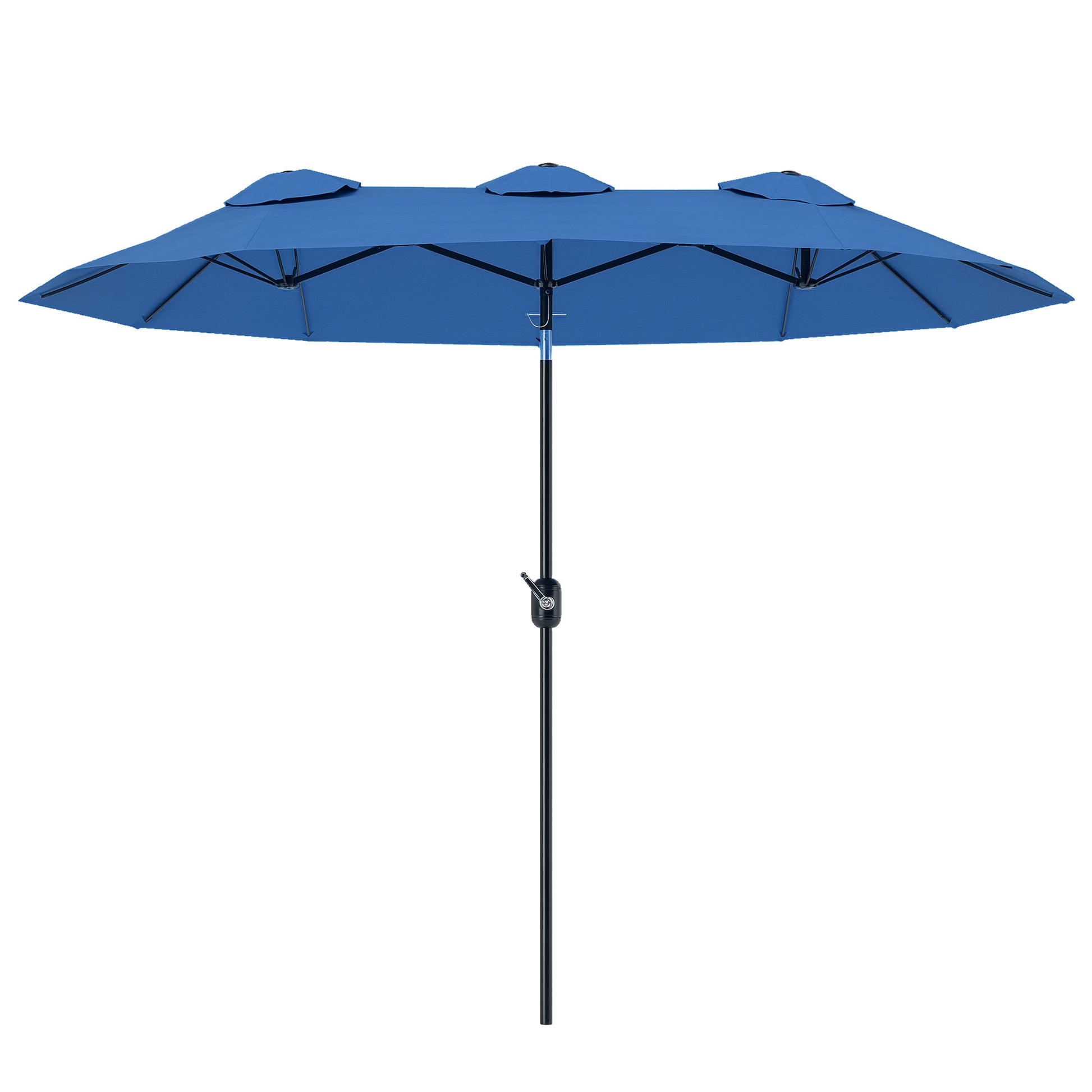 Outsunny 9.5' Double-sided Patio Umbrella with 3 Air Vents, Tilt and Crank, Outdoor Umbrella, Navy Blue