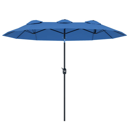 Outsunny 9.5' Double-sided Patio Umbrella with 3 Air Vents, Tilt and Crank, Outdoor Umbrella, Navy Blue