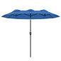 Outsunny 9.5' Double-sided Patio Umbrella with 3 Air Vents, Tilt and Crank, Outdoor Umbrella, Navy Blue