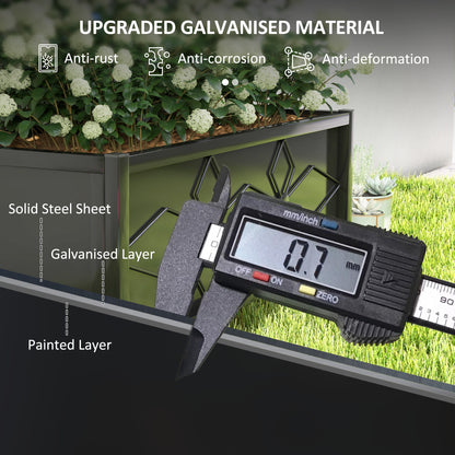 Black Steel Raised Garden Bed with Trellis - Outdoor Planter Box