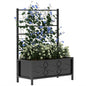 Outsunny Galvanized Raised Garden Bed with Trellis for Climbing Vines Vegetables Flowers, Outdoor Planter Box, 35.4" x 15.7" x 47.2", Black