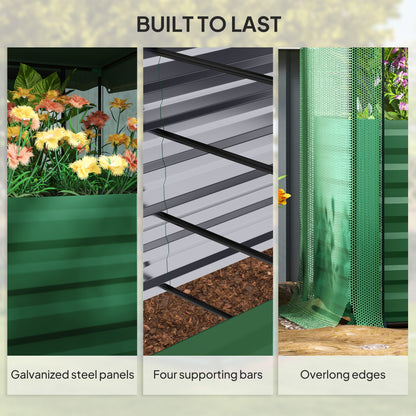 Green HDPE Raised Garden Bed with Crop Cage for Outdoor Planting