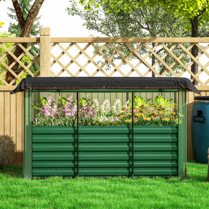 Green HDPE Raised Garden Bed with Crop Cage for Outdoor Planting
