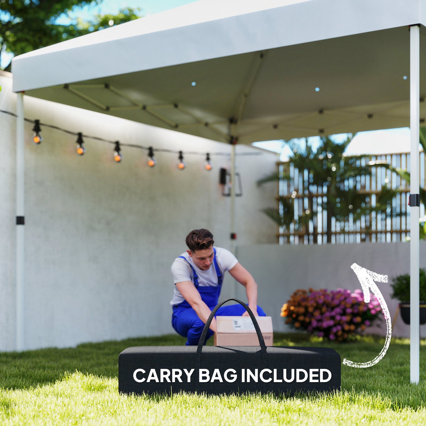 10' White Pop Up Canopy Tent - Instant Gazebo with Sidewalls