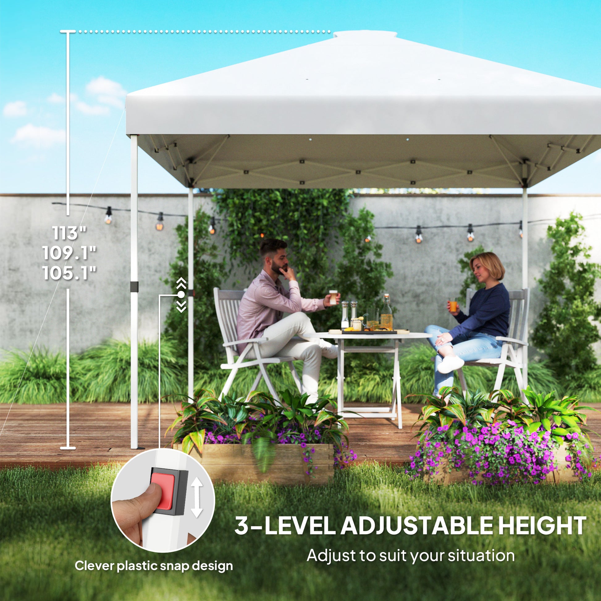 10' White Pop Up Canopy Tent - Instant Gazebo with Sidewalls