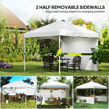 10' White Pop Up Canopy Tent - Instant Gazebo with Sidewalls