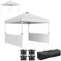 Outsunny 10' x 10' Pop Up Canopy Tent with 2 Half Sidewalls, UV50+ Height Adjustable Instant Sun Shelter with Wheeled Carry Bag, White