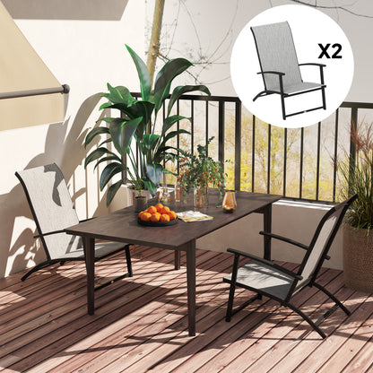Grey Metal Folding Patio Chairs Set of 2
