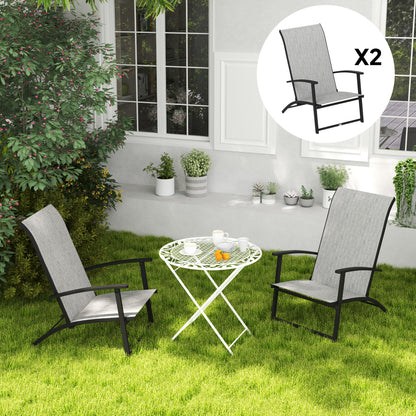 Grey Metal Folding Patio Chairs Set of 2
