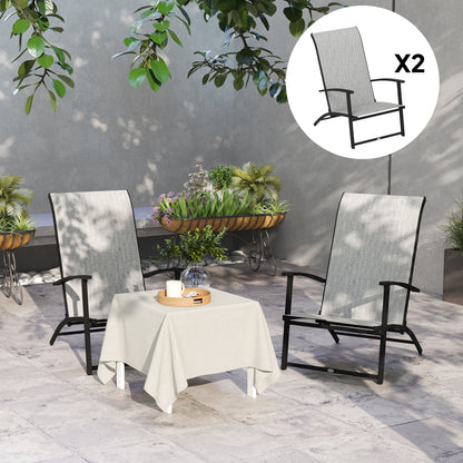 Grey Metal Folding Patio Chairs Set of 2