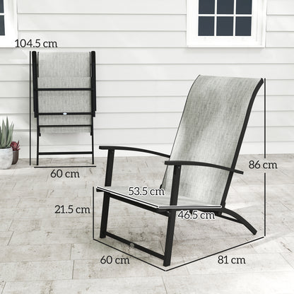 Grey Metal Folding Patio Chairs Set of 2