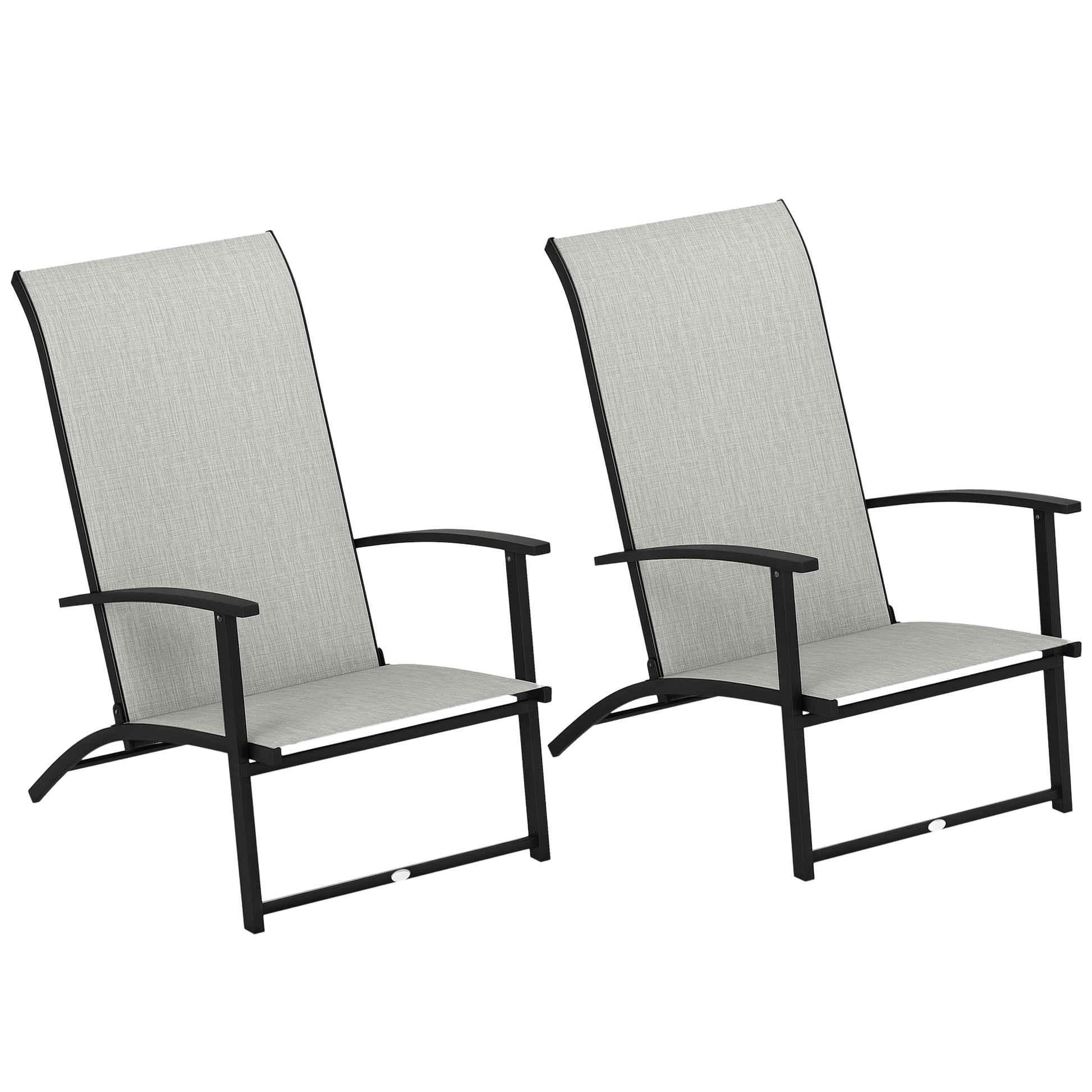 Outsunny Folding Patio Chairs Set of 2, Portable Outdoor Dining Chairs with High Back, Armrests, Gray