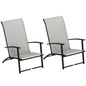 Outsunny Folding Patio Chairs Set of 2, Portable Outdoor Dining Chairs with High Back, Armrests, Gray