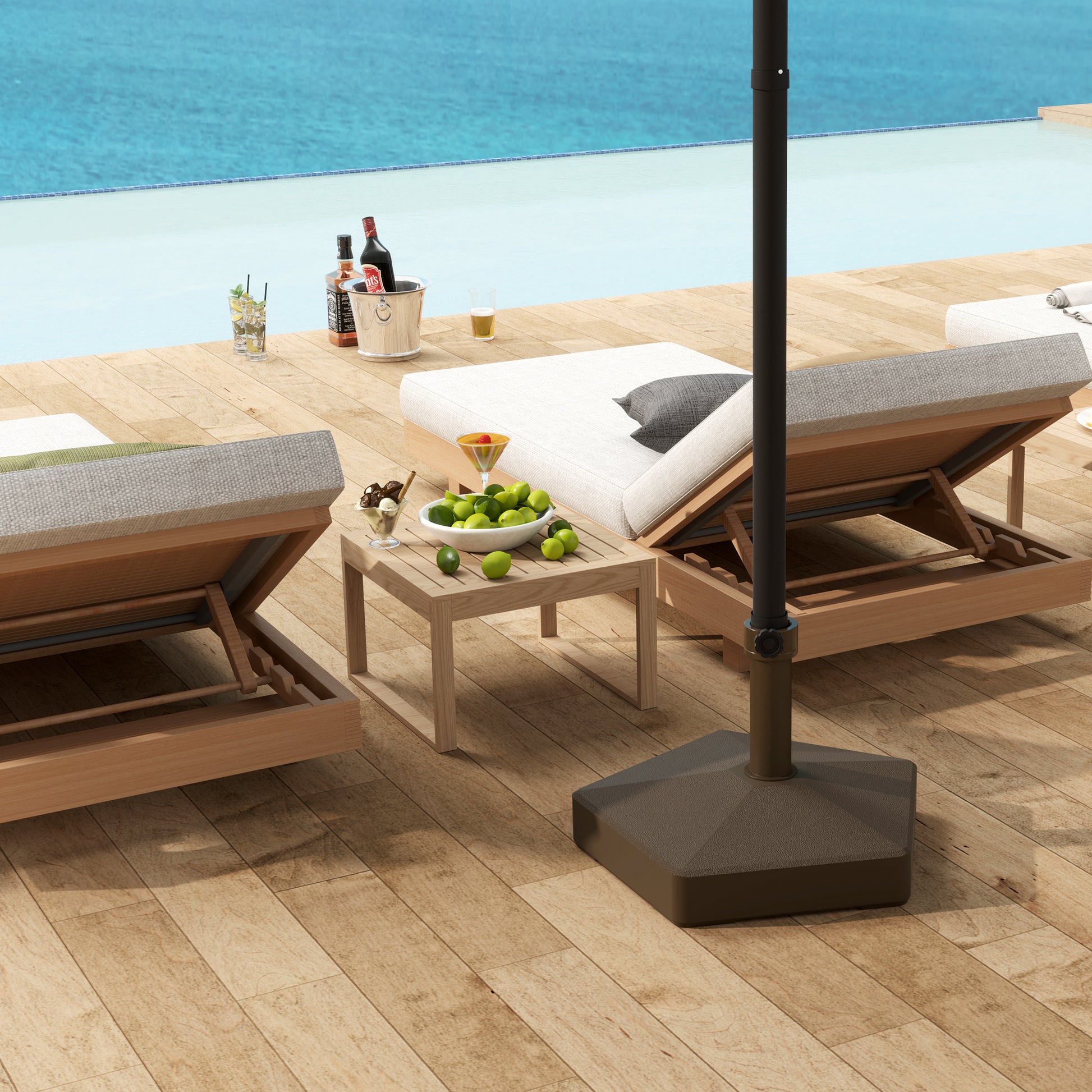 Brown HDPE Patio Umbrella Base for Garden Poolside Outdoor Use