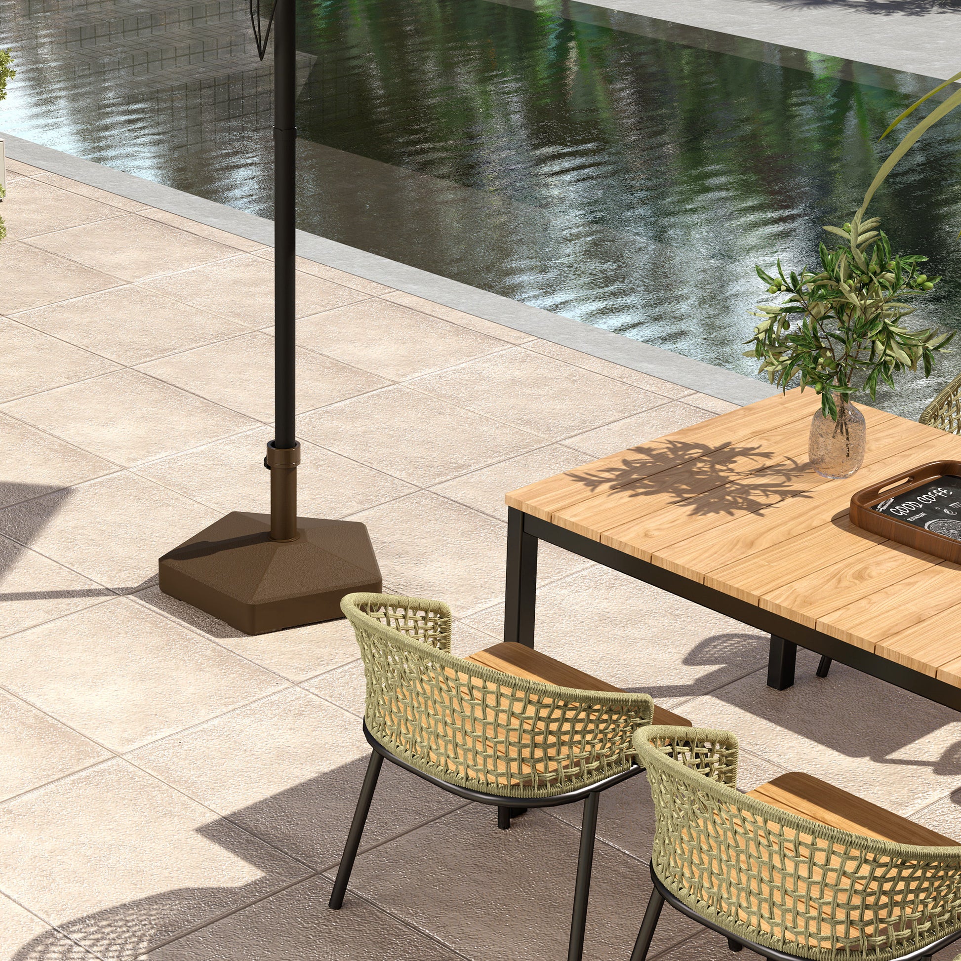 Brown HDPE Patio Umbrella Base for Garden Poolside Outdoor Use