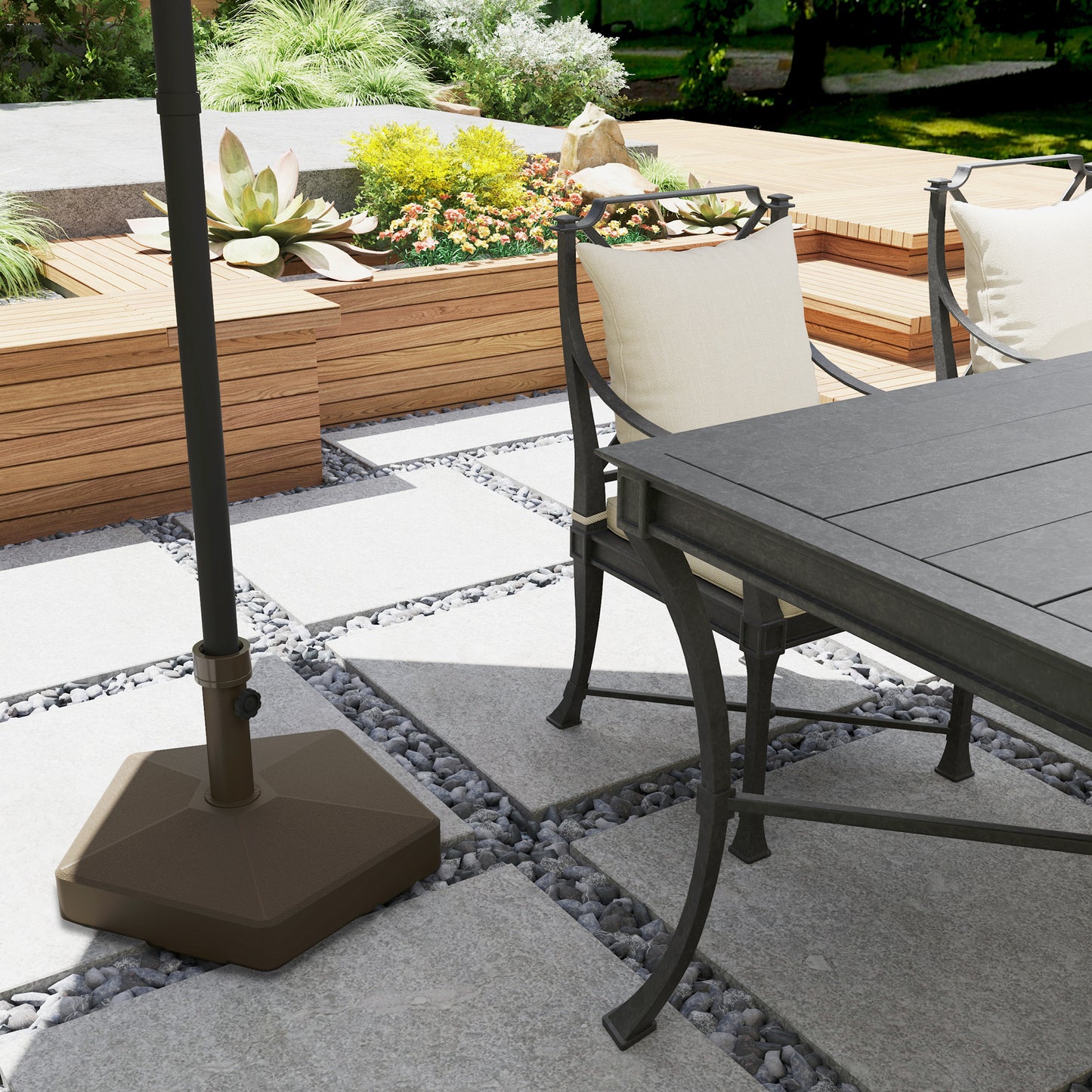 Brown HDPE Patio Umbrella Base for Garden Poolside Outdoor Use