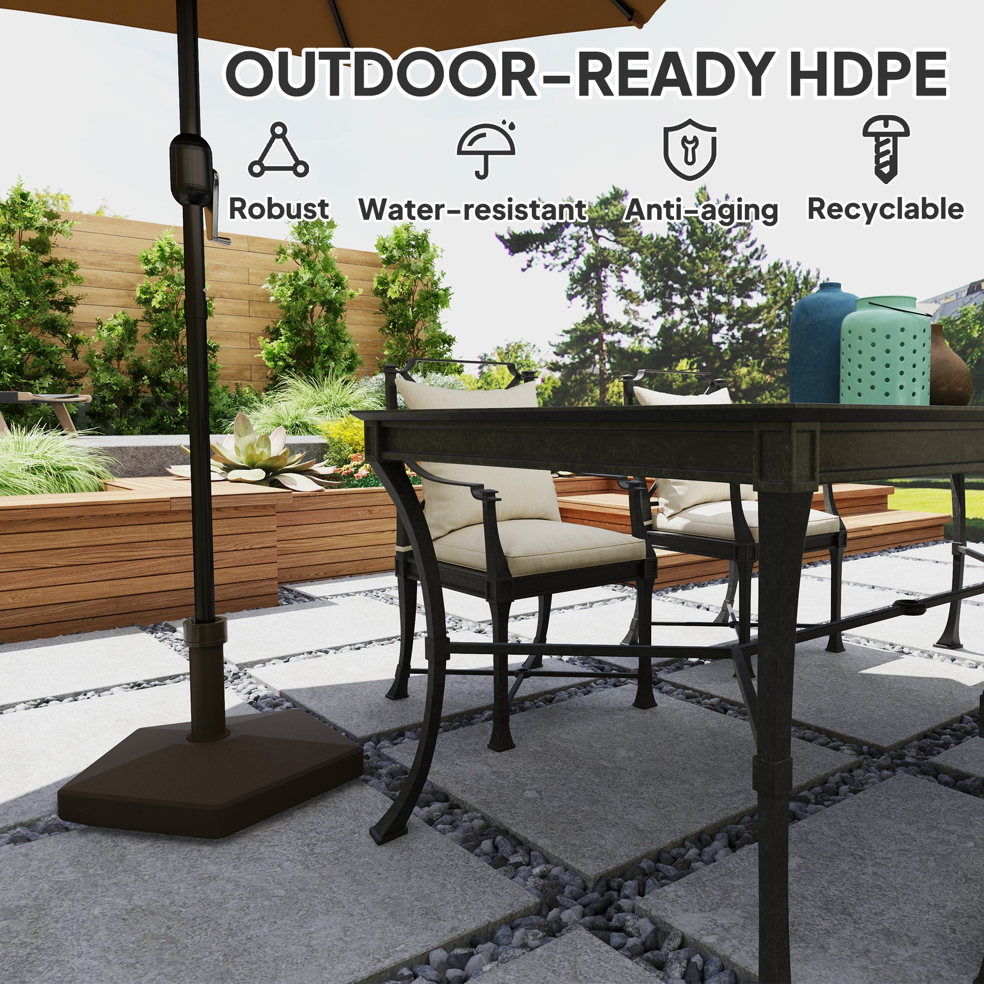 Brown HDPE Patio Umbrella Base for Garden Poolside Outdoor Use