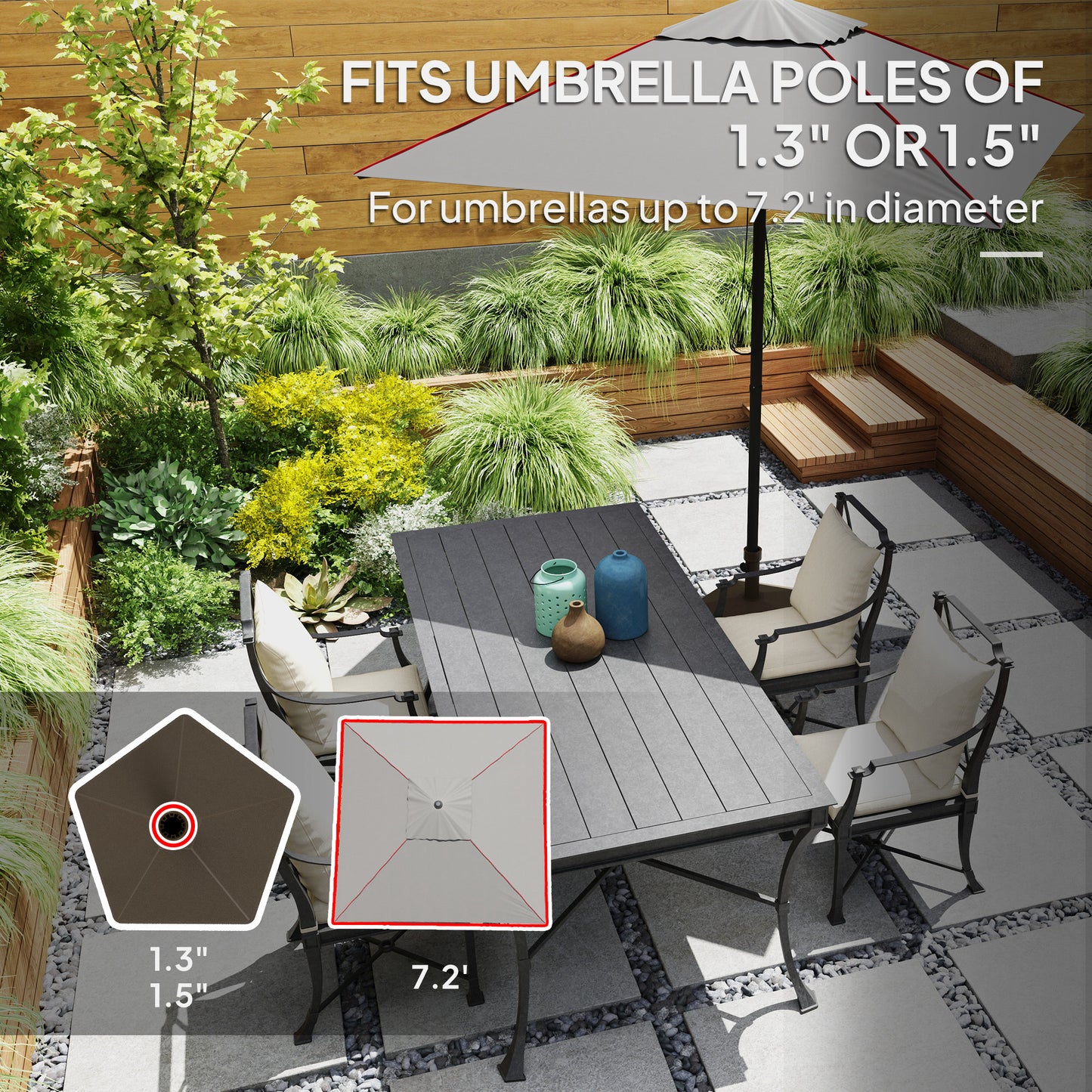 Brown HDPE Patio Umbrella Base for Garden Poolside Outdoor Use