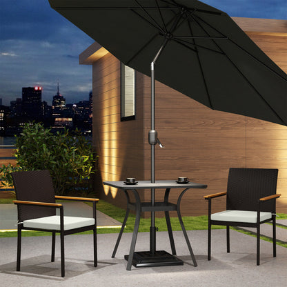 White Wood Patio Dining Chairs Set of 2 - Rattan Wicker Outdoor Seating