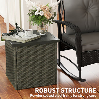 Brown Steel Outdoor Coffee Table with Umbrella Hole