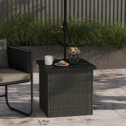 Brown Steel Outdoor Coffee Table with Umbrella Hole