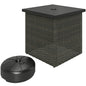 Outsunny All Weather Wicker Side Table with 1.5" Umbrella Hole, Square Outdoor End Table with UV-Resistant Frame, Storage Space for Patio, Mixed-Brown