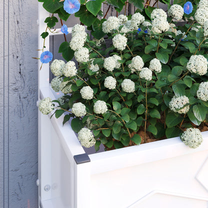 White Steel Raised Garden Bed with Trellis - 35.4"L