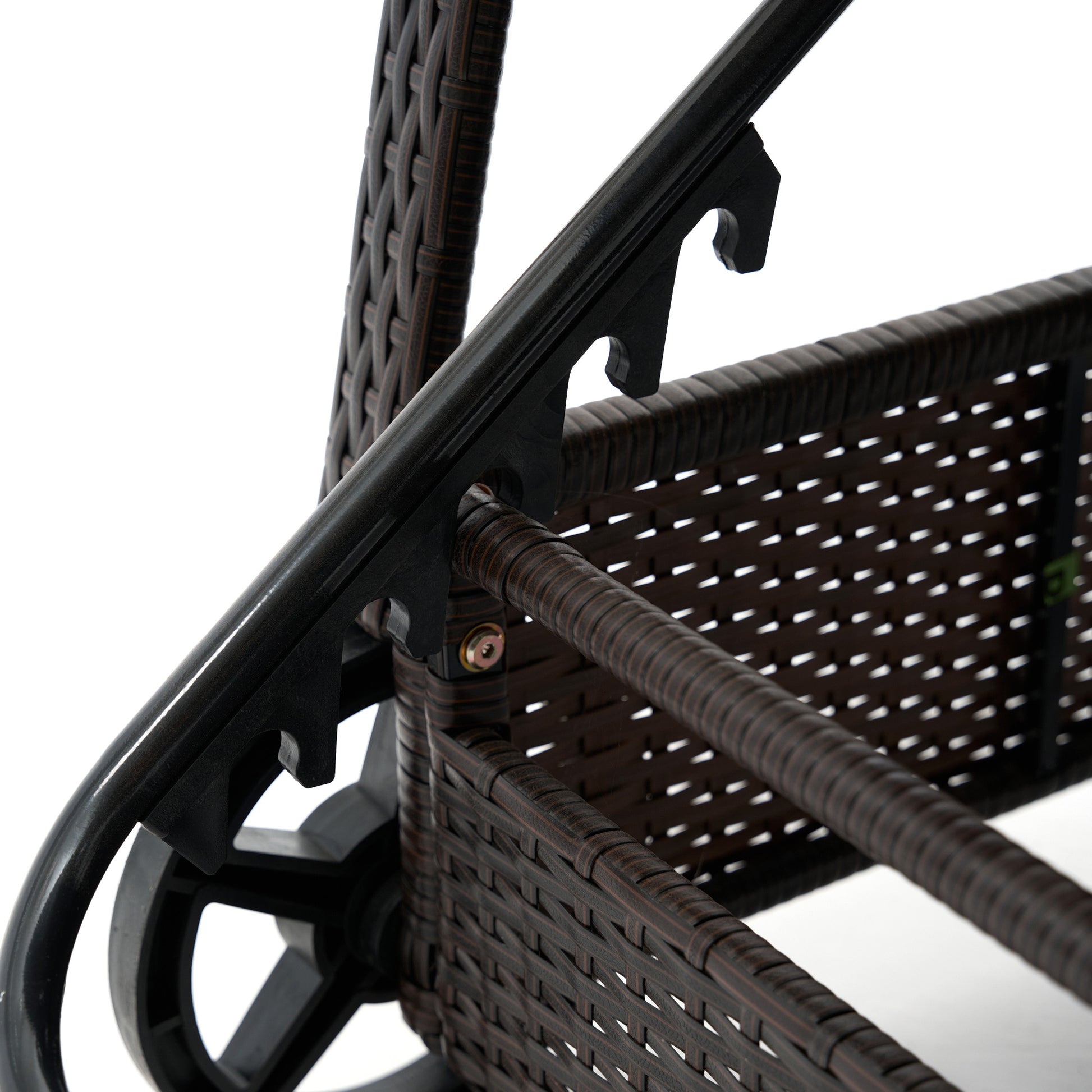 Coffee Rattan Patio Chaise Lounge Chair with Wheels