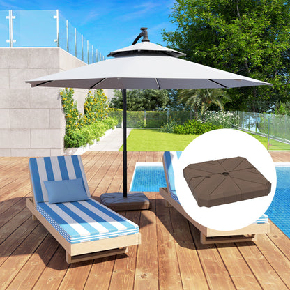 Brown Metal Offset Umbrella Base for Garden and Poolside Use